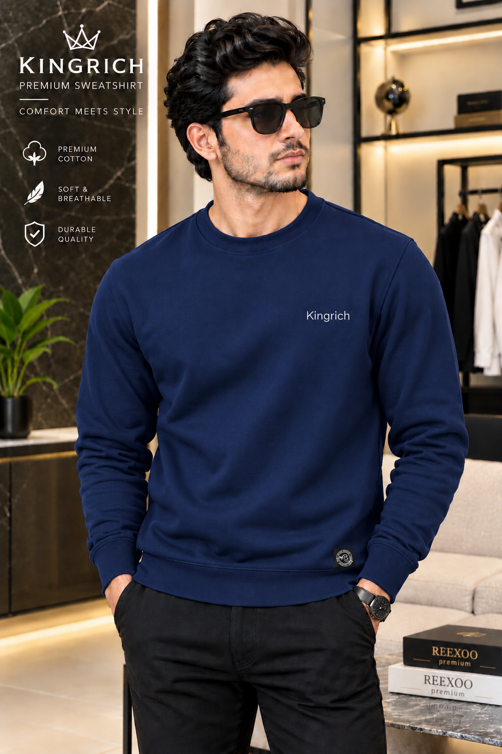 Premium Quality Sweetshirt - Navy Blue